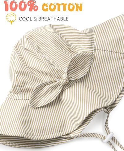 HONGTEYA Baby Sun Hat Toddler Girls Boys Infant Beach Outdoor Summer Hat Stripe Bow Wide Brim Sun Protection in Kuwait