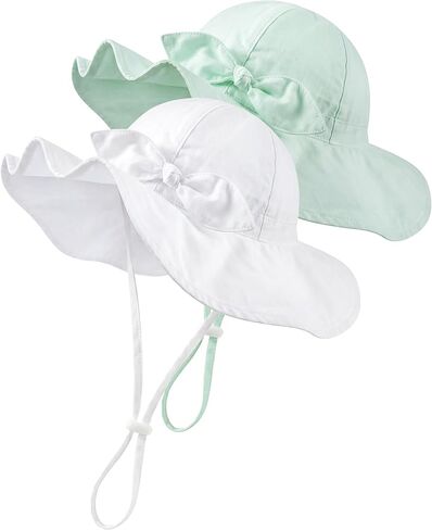 HONGTEYA Baby Sun Hat Toddler Girls Boys Infant Beach Outdoor Summer Hat Stripe Bow Wide Brim Sun Protection in Kuwait