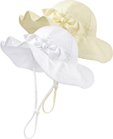 HONGTEYA Baby Sun Hat Toddler Girls Boys Infant Beach Outdoor Summer Hat Stripe Bow Wide Brim Sun Protection in Kuwait