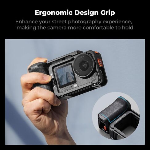 مجموعة قبضة الشارع من سبائك الألومنيوم من K&F CONCEPT مع قفص واقي متوافق مع DJI Osmo Action 6، قبضة تصوير الشارع سريعة الإصدار مع زر الغالق| حامل الحذاء البارد، مدونة فيديو لكاميرا الحركة in Kuwait