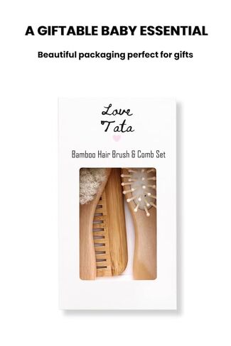 Luxury Baby Brush Set 3-Piece Bamboo Hair Brush & Comb Kit – Soft Goat Bristle Brush, Wooden Comb & Massage Brush for Newborns, Infants & Toddlers – Gentle Cradle Cap Care in Kuwait