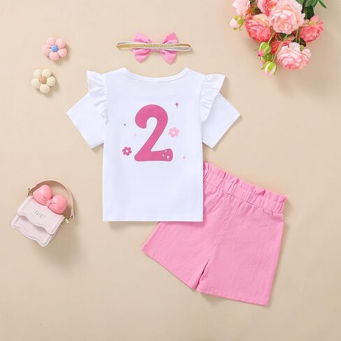Baby Girl In My Two Year Old Era Outfit Girl 2nd Birthday Clothes Toddler Two Years Old Birthday Shorts Set in Saudi Arabia