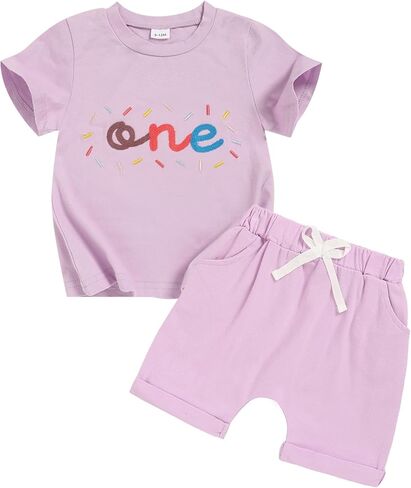 First Birthday Outfit Girl Short Sleeve Shirt and Shorts Sets for One Year Old Cake Smash Photo Shoot in Saudi Arabia