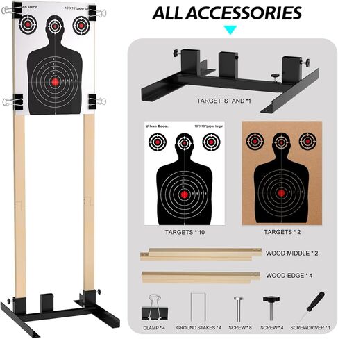 Urban Deco Shooting Target Stand Base with Wooden Board- for Paper Target Sheet Archery Cardboard Targets, Target Holder with Adjustable Base - H Shape - USPSA/IPSC - IDPA Practice in Saudi Arabia