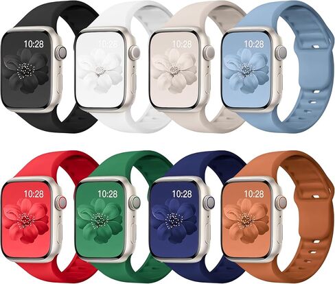 8 Pack Sport Band Compatible with Apple Watch Bands Women Men 40mm 38mm 41mm 42mm 44mm 45mm 49mm 46mm,Silicone Waterproof Strap for iWatch Apple Watch Series11 10 9 8 7 6 5 4 3 2 1 SE Ultra in Saudi Arabia