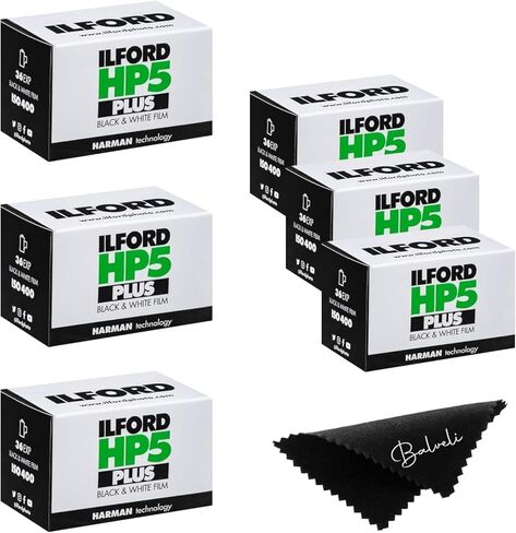 Ilford HP5 Plus 400 Black and White 35mm, 36 Exposures, 6 Rolls-Balveli Cloth-35mm Roll 400 Iso Film Roll-Camera Film in Kuwait