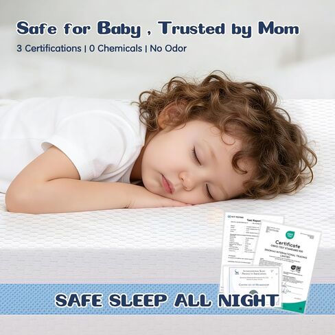 Crib Mattress, Dual Sided Memory Foam Baby Toddler Bed Mattress, 52" x 27.6" x 5.5" Soft Breathable Mattresses with Removable Machine Washable Cover, Fits Standard Cribs&Toddler Beds in Saudi Arabia