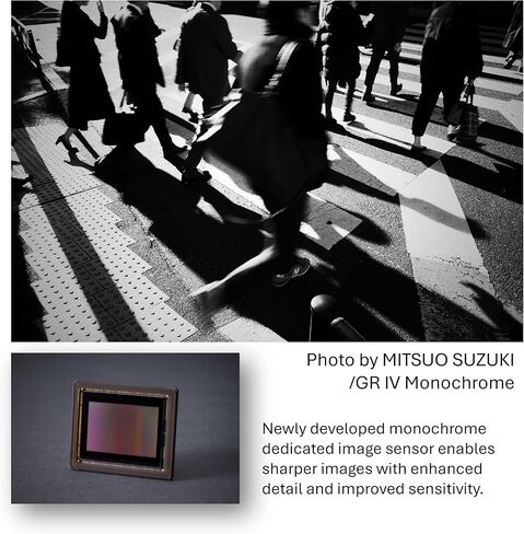 RICOH GR IV Monochrome Premium Digital Compact Camera with Monochrome-Dedicated 25.7MP APS-C Size CMOS Sensor, 28mm F2.8 GR Lens, max. ISO 409600, built-in Red Filter, in-body SR, slim, compact design in Kuwait