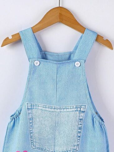 Baby Girl Jean Overalls Toddler Sleeveless Wide Leg Jumpsuit Jeans Pants with Bag Workwear 7T in Kuwait
