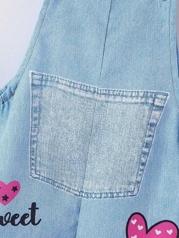 Baby Girl Jean Overalls Toddler Sleeveless Wide Leg Jumpsuit Jeans Pants with Bag Workwear 7T in Kuwait