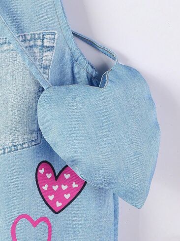 Baby Girl Jean Overalls Toddler Sleeveless Wide Leg Jumpsuit Jeans Pants with Bag Workwear 7T in Kuwait