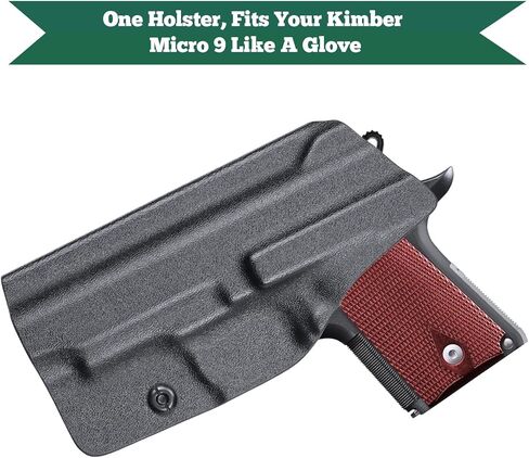 WARRIORLAND IWB Kydex Holster، متوافق مع مسدس Kimber Micro 9 - لا يناسب Kimber Micro 10mm & .45، حزام الخصر الداخلي المخفي، Adj. الاحتفاظ غير قادر على النقر والنقر، اختياري لليمين/لليسار in Kuwait
