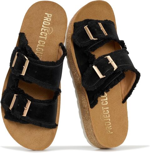 Project Cloud Comfortable Sandals Women - Lightweight with Plush & Soft Insole Buckle Womens Sandals - Non Slip and Durable Fashion Platform Slides for Women 2026 (LIGHT) in Kuwait