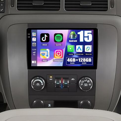 CAMECHO [4G+64G] راديو سيارة Android 15 لسيارة شيفروليه سيلفرادو/جي إم سي يوكون 2007-2014 مع Carplay Android Auto 10 بوصة شاشة لمس بلوتوث FM RDS/WiFi/GPS Navigation/SWC+AHD كاميرا احتياطية in Kuwait