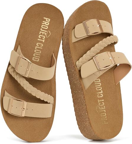 Project Cloud Platform Sandals Women - Eco-Crafted Leather Womens Summer Shoes with Lightweight Adjustable Buckle and Non-Slip Outsole Summer Sandals for Women 2026 (KREME) in Kuwait