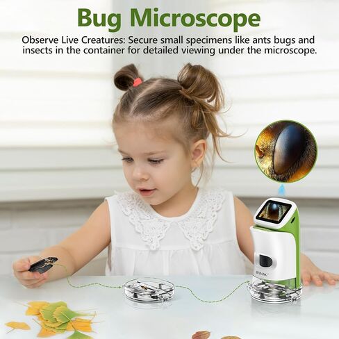 Detachable Kids Handheld Microscope Miniscope - 4K 2.0" HD Screen, 1000X Digital Pocket Toy Microscopes for Boys & Girls Ages 4-12 - Portable Science Stem Kit with Slides Set, 32G Card & EVA Case in Kuwait