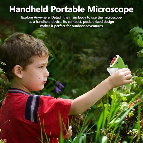 Detachable Kids Handheld Microscope Miniscope - 4K 2.0" HD Screen, 1000X Digital Pocket Toy Microscopes for Boys & Girls Ages 4-12 - Portable Science Stem Kit with Slides Set, 32G Card & EVA Case in Kuwait