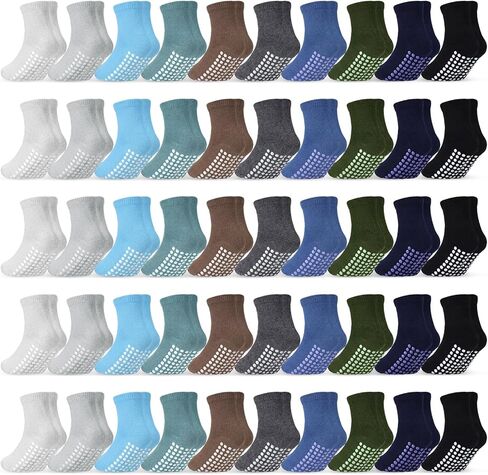 Liitrsh 50 Pairs Toddler Non Slip Socks Kids Baby Anti Skid Socks with Grippers for 1-3 Years Boys Girls, Infant Cotton in Kuwait