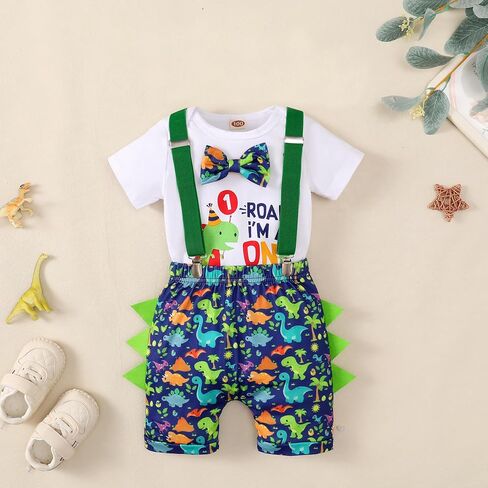 first birthday outfit boy 1st birthday boy shirt clothes set Short Sleeve Bowtie Romper Pants Set in Saudi Arabia