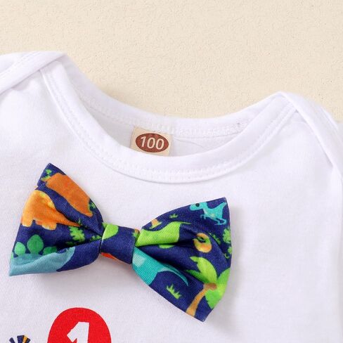 first birthday outfit boy 1st birthday boy shirt clothes set Short Sleeve Bowtie Romper Pants Set in Saudi Arabia