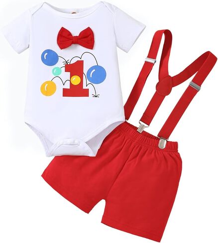 first birthday outfit boy 1st birthday boy shirt clothes set Short Sleeve Bowtie Romper Pants Set in Saudi Arabia