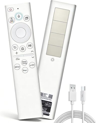 لجهاز Samsung Frame TV Solar Voice Remote، BN59-01391A، جهاز تحكم عن بعد BT قابل لإعادة الشحن مع خلية شمسية، متوافق مع أجهزة التلفاز الذكية Neo QLED 4K 8K UHD 2021-2023، 4 مفاتيح اختصار - أبيض in Kuwait