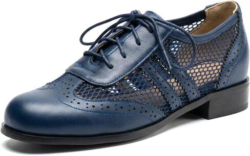 Women's Saddle Shoes Brogue Oxfords Vintage Lace up Dress Shoes Breathable Mesh Chunky Low Heel Wingtip Classic Retro Outdoor Footwear in Kuwait