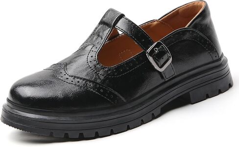 Mary Jane Shoes Women Platform Non-Slip Classics Brogues Round Toe T Strap Comfort Casual Oxford Dress Work Mary Jane Flat Shoes in Saudi Arabia