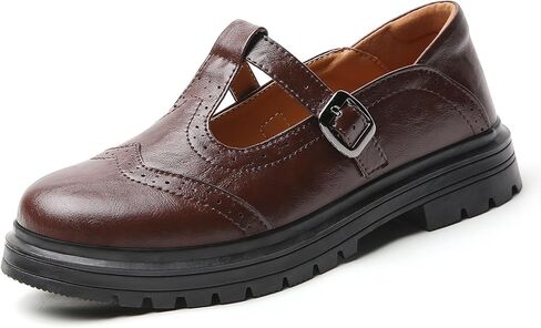 Mary Jane Shoes Women Platform Non-Slip Classics Brogues Round Toe T Strap Comfort Casual Oxford Dress Work Mary Jane Flat Shoes in Saudi Arabia