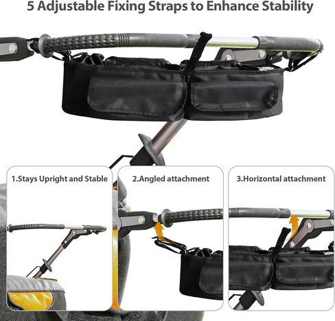 Double Stroller Organizer, Parent Console Double Baby Stroller Accessories Compatible with Jeep, for Bob Duallie, for City Mini GT2, Baby Travel Essential Storage Attachment, Black in Kuwait
