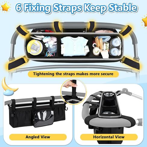 منظم عربة الأطفال المزدوج لـ Bob Duallie Jogger City Mini GT2 وJeep، ملحقات عربة الأطفال المزدوجة مع جيبين مبردين، منظم عربة الركض المزدوج للوالدين عالي التحمل (حقيبة فارغة) in Kuwait