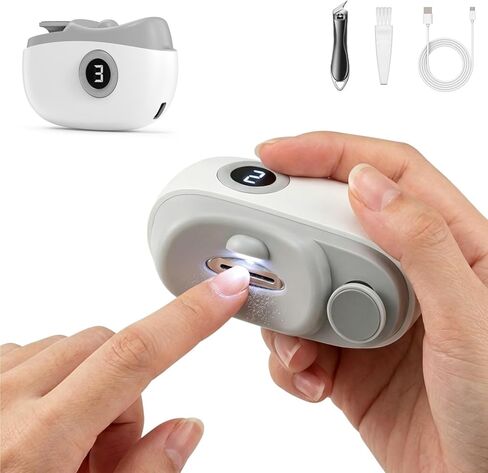 ماكينة قص أظافر كهربائية مع ضوء LED، ماكينة قص أظافر آمنة 4 في 1 للأطفال مع شاشة LED، 3 سرعات، USB-C، مجموعة الحطام، ماكينة تشذيب أظافر كهربائية متعددة الوظائف لكبار السن والبالغين والتهاب المفاصل والأطفال in Kuwait