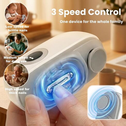 ماكينة قص أظافر كهربائية مع ضوء LED، ماكينة قص أظافر آمنة 4 في 1 للأطفال مع شاشة LED، 3 سرعات، USB-C، مجموعة الحطام، ماكينة تشذيب أظافر كهربائية متعددة الوظائف لكبار السن والبالغين والتهاب المفاصل والأطفال in Kuwait