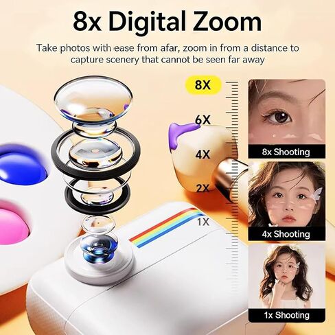 Instant Print Camera, 4 Colors Thermal Mini Photo Printer, Portable Instant Digital Camera,Digital Cameras for Toddler, Digital Selfie Camera with 4 Rolls Print Paper in Kuwait