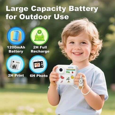 Instant Print Camera, 4 Colors Thermal Mini Photo Printer, Portable Instant Digital Camera,Digital Cameras for Toddler, Digital Selfie Camera with 4 Rolls Print Paper in Kuwait