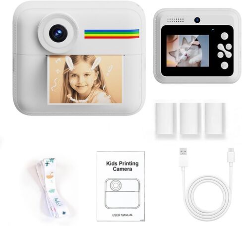 Instant Print Camera, 4 Colors Thermal Mini Photo Printer, Portable Instant Digital Camera,Digital Cameras for Toddler, Digital Selfie Camera with 4 Rolls Print Paper in Kuwait