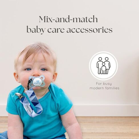 Dodo Babies Pacifier Clip & Teether Toy Set - Universal Pacifier Holder Loop - Silicone Teethers for Baby Teething Toys - 6 Piece Set, Blue & Gray in Kuwait