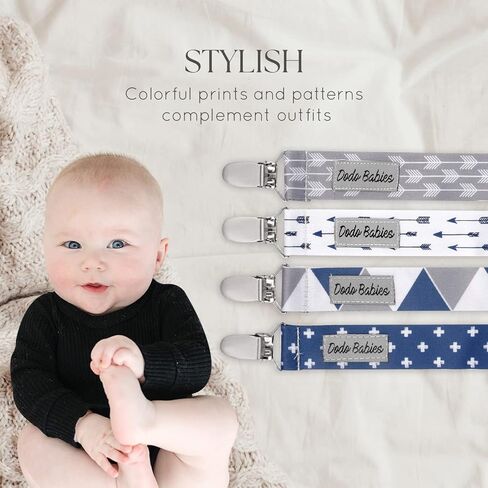 Dodo Babies Pacifier Clip & Teether Toy Set - Universal Pacifier Holder Loop - Silicone Teethers for Baby Teething Toys - 6 Piece Set, Blue & Gray in Kuwait