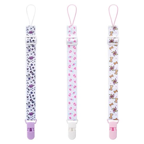 Cute Adult Pacifier Clips: Pacifier Holder Clip with Convenient Hook Loop - Bad Rock Bunny & Rabbit Windmill Puppy - 17 Inch Long 3 Pack Set in Kuwait