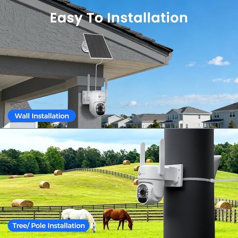 xmartO [Doorbell + 4-CAM] مجموعة كاميرا أمان تعمل بالطاقة الشمسية وجرس باب ذكي بدون أسلاك - 4 قطع 2K QHD PTZ Cam و4K 10CH قابلة للتوسيع WiFi NVR (تخزين 120 يومًا الماضية) وجرس باب ثنائي النطاق 2.4G/5G، بدون رسوم شهرية in Kuwait