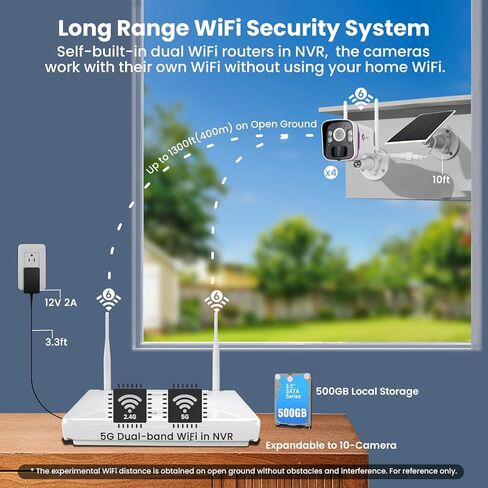 xmartO Wireless 2K QHD Solar Security Camera System,10CH NVR with 500GB HDD in Saudi Arabia