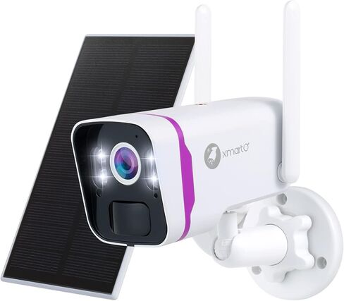 نظام كاميرا أمان شمسي لاسلكي xmartO، 10CH 4K قابلة للتوسيع WiFi6 NVR+4*4MP 2K كاميرات خارجية، تعمل بالطاقة الشمسية في جميع الأحوال الجوية، صوت ثنائي الاتجاه، IR&Color NV، شبكة WiFi طويلة المدى، فيديو مجاني لمدة عامين، بدون رسوم شهرية in Kuwait