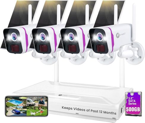 xmartO Wireless 2K QHD Solar Security Camera System,10CH NVR with 500GB HDD in Saudi Arabia
