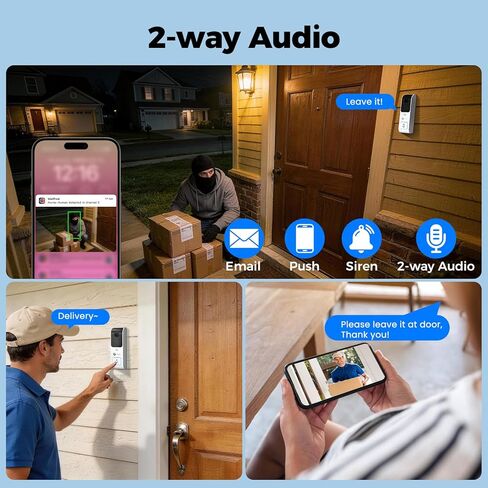 xmartO [Doorbell + 4-CAM] Wire-Free Solar Security Camera & Smart Doorbell Set, 4PCS 4MP QHD Wireless Cam & 4K 10CH WiFi6 NVR with 500GB HDD & 2.4G/5G Dual Band Video Doorbell, No Monthly Fee in Kuwait