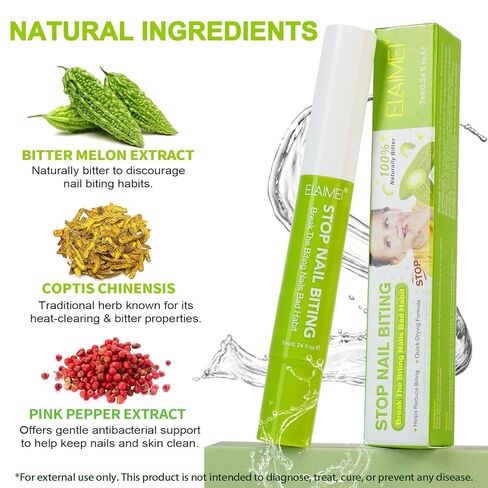 Nail Biting Treatment for Kids, (2pcs) Thumb Sucking Deterrent, Nail Biting Prevention for Kids, Safe and Natural Plant Bitter Formula, Nail Care Stop Biting Nails-0.24floz in Kuwait