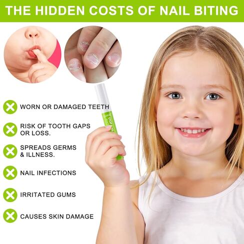 Nail Biting Treatment for Kids, (2pcs) Thumb Sucking Deterrent, Nail Biting Prevention for Kids, Safe and Natural Plant Bitter Formula, Nail Care Stop Biting Nails-0.24floz in Kuwait