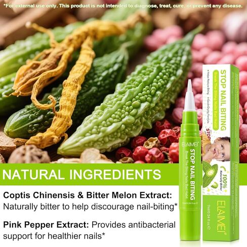 Nail Biting Treatment for Kids, (2pcs) Thumb Sucking Deterrent, Nail Biting Prevention for Kids, Safe and Natural Plant Bitter Formula, Nail Care Stop Biting Nails-0.24floz in Kuwait