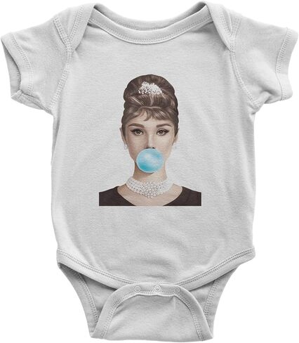 Audrey Hepburn Chewing Bubble Gum American Icon Infant One-Piece Bodysuit, Soft Cotton in Kuwait