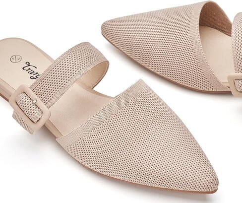 Trary Mules for Women Closed Pointed Toe Knit Womens Flats Adjustable Backless Strap Slip On Dressy Casual Slides Spring Shoes Comfortable Breathable Fashion Summer Work Business Travel Loafers in Kuwait