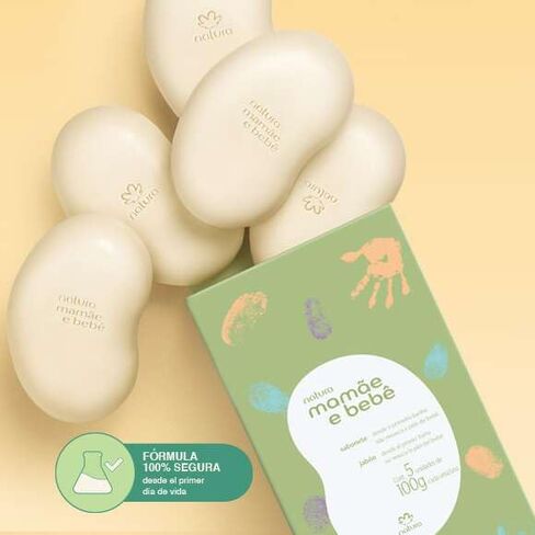 Natura Mom & Baby Collection Vegetable Soap Bar 5 x 100g - Mamae e Bebe - Sabonete em Barra Vegetal 5 x 100 Gr - in Kuwait